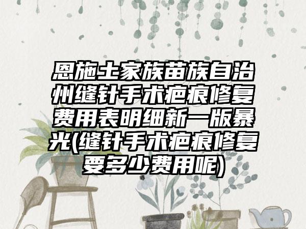 恩施土家族苗族自治州缝针手术疤痕修复费用表明细新一版暴光(缝针手术疤痕修复要多少费用呢)