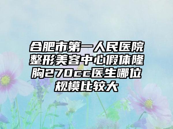 合肥市第一人民医院整形美容中心假体隆胸270cc医生哪位规模比较大