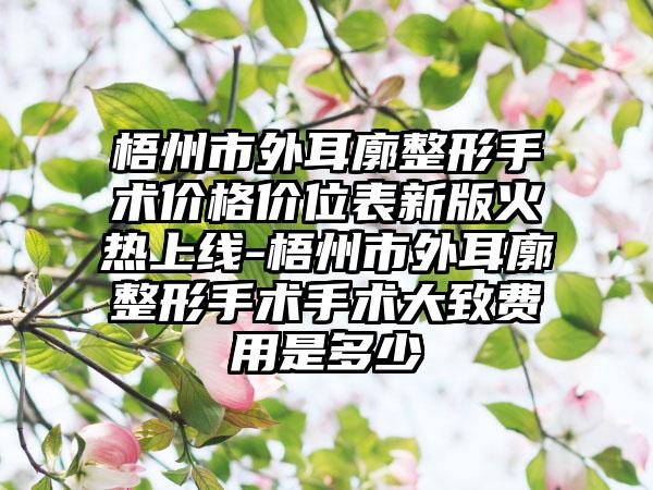 梧州市外耳廓整形手术价格价位表新版火热上线-梧州市外耳廓整形手术手术大致费用是多少