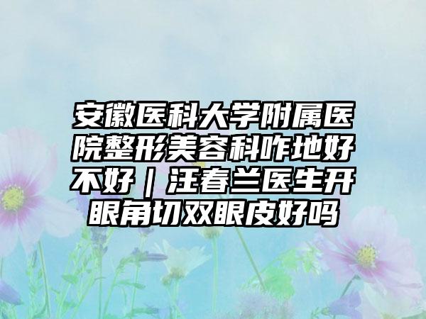安徽医科大学附属医院整形美容科咋地好不好｜汪春兰医生开眼角切双眼皮好吗