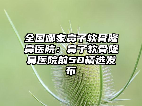 全国哪家鼻子软骨隆鼻医院:鼻子软骨隆鼻医院前50精选发布