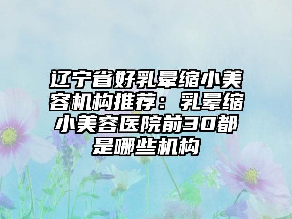 辽宁省好乳晕缩小美容机构推荐:乳晕缩小美容医院前30都是哪些机构