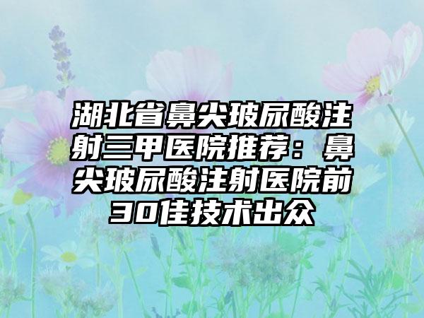 湖北省鼻尖玻尿酸注射三甲医院推荐：鼻尖玻尿酸注射医院前30佳技术出众