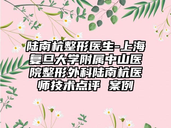 陆南杭整形医生-上海复旦大学附属中山医院整形外科陆南杭医师技术点评 案例