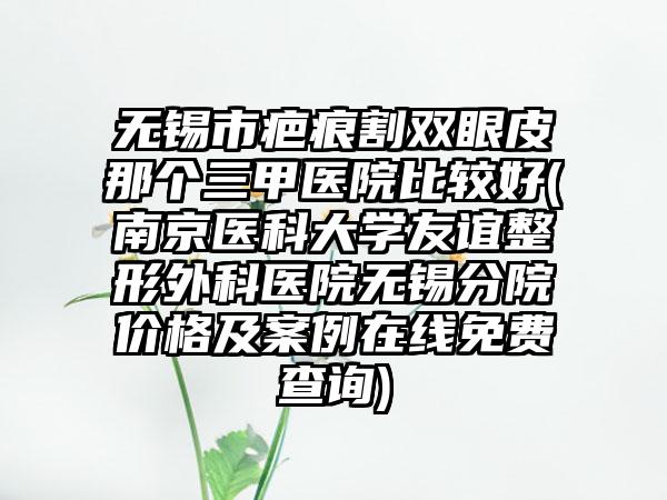 无锡市疤痕割双眼皮那个三甲医院比较好(南京医科大学友谊整形外科医院无锡分院价格及案例在线免费查询)