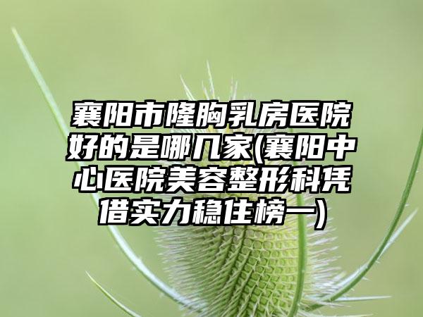 襄阳市隆胸乳房医院好的是哪几家(襄阳中心医院美容整形科凭借实力稳住榜一)