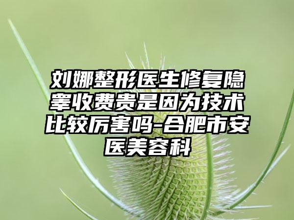 刘娜整形医生修复隐睾收费贵是因为技术比较厉害吗-合肥市安医美容科