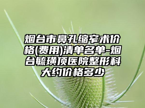 烟台市鼻孔缩窄术价格(费用)清单名单-烟台毓璜顶医院整形科大约价格多少
