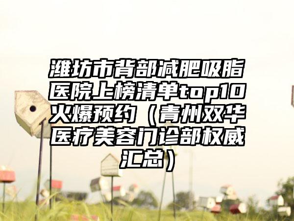 潍坊市背部减肥吸脂医院上榜清单top10火爆预约（青州双华医疗美容门诊部权威汇总）