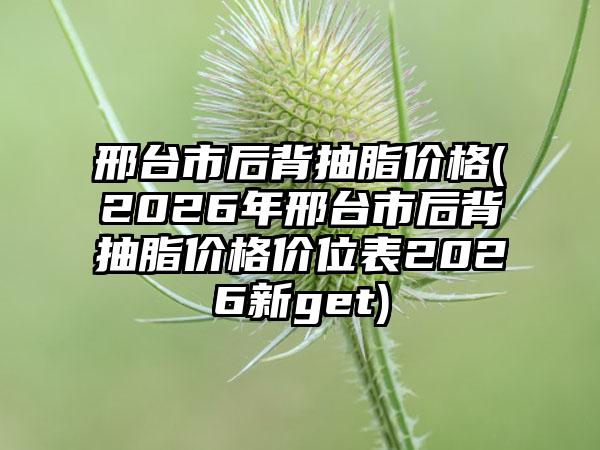 邢台市后背抽脂价格(2026年邢台市后背抽脂价格价位表2026新get)