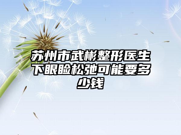苏州市武彬整形医生下眼睑松弛可能要多少钱