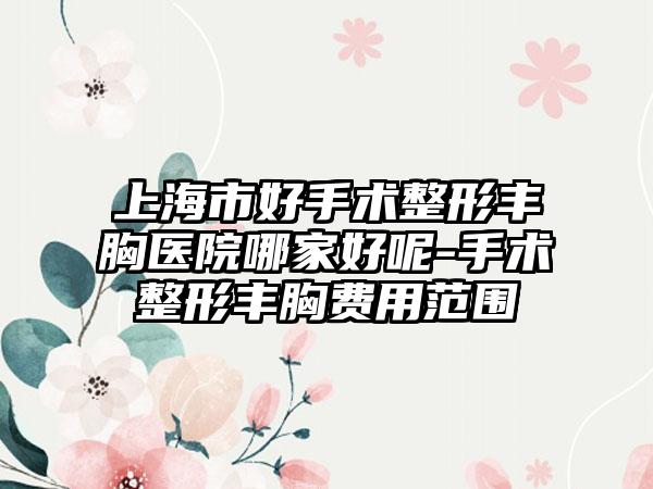 上海市好手术整形丰胸医院哪家好呢-手术整形丰胸费用范围