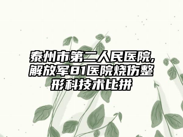 泰州市第二人民医院,解放军81医院烧伤整形科技术比拼