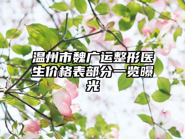 温州市魏广运整形医生价格表部分一览曝光