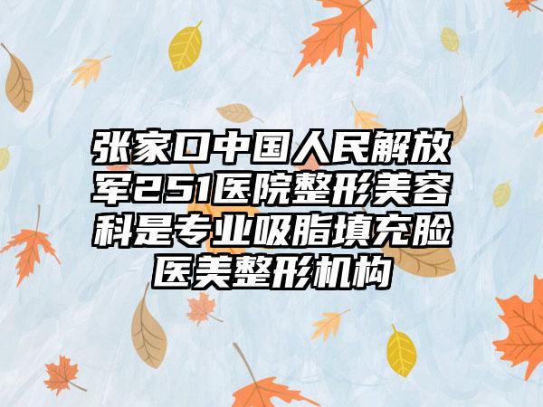 张家口中国人民解放军251医院整形美容科是专业吸脂填充脸医美整形机构