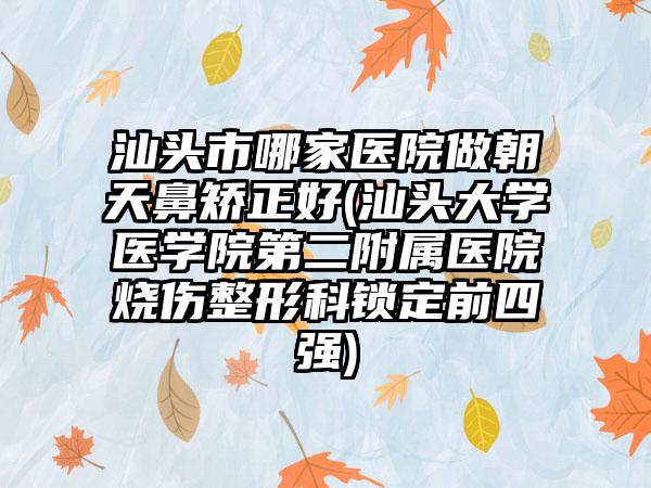 汕头市哪家医院做朝天鼻矫正好(汕头大学医学院第二附属医院烧伤整形科锁定前四强)