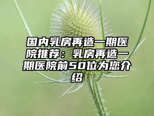 国内乳房再造一期医院推荐:乳房再造一期医院前50位为您介绍