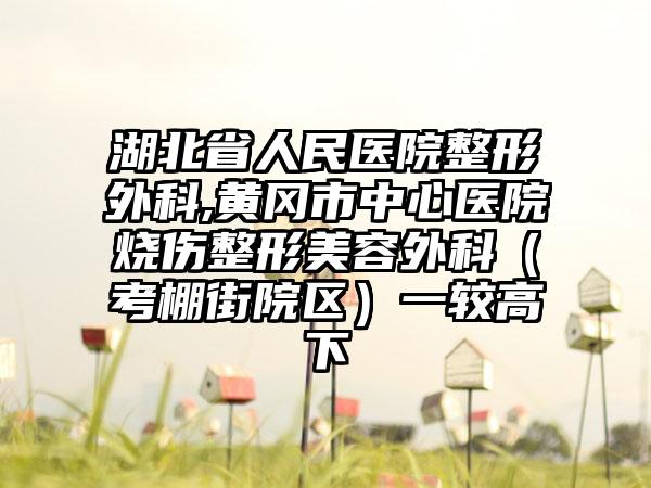 湖北省人民医院整形外科,黄冈市中心医院烧伤整形美容外科(考棚街院区)一较高下