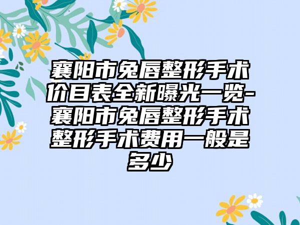 襄阳市兔唇整形手术价目表全新曝光一览-襄阳市兔唇整形手术整形手术费用一般是多少