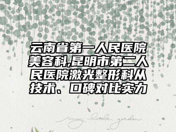 云南省第一人民医院美容科,昆明市第二人民医院激光整形科从技术、口碑对比实力