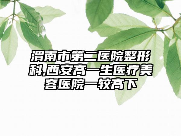 渭南市第二医院整形科,西安高一生医疗美容医院一较高下