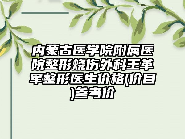 内蒙古医学院附属医院整形烧伤外科王革军整形医生价格(价目)参考价