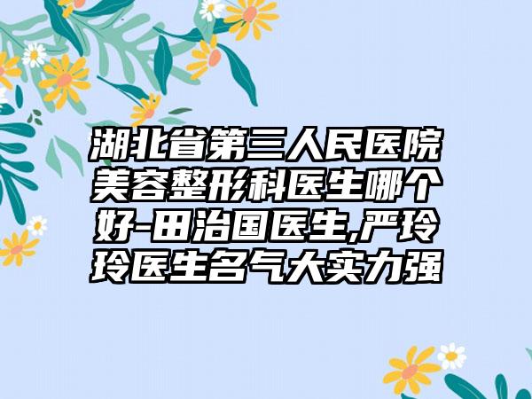 湖北省第三人民医院美容整形科医生哪个好-田治国医生,严玲玲医生名气大实力强
