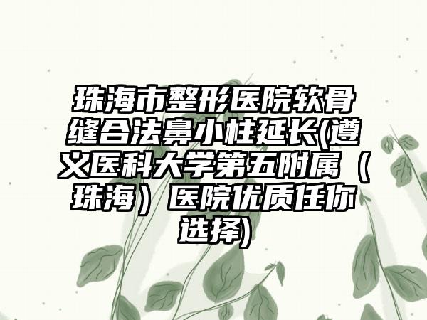 珠海市整形医院软骨缝合法鼻小柱延长(遵义医科大学第五附属（珠海）医院优质任你选择)