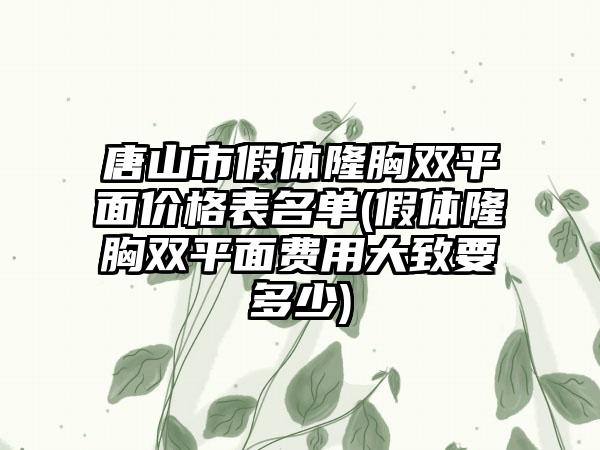 唐山市假体隆胸双平面价格表名单(假体隆胸双平面费用大致要多少)