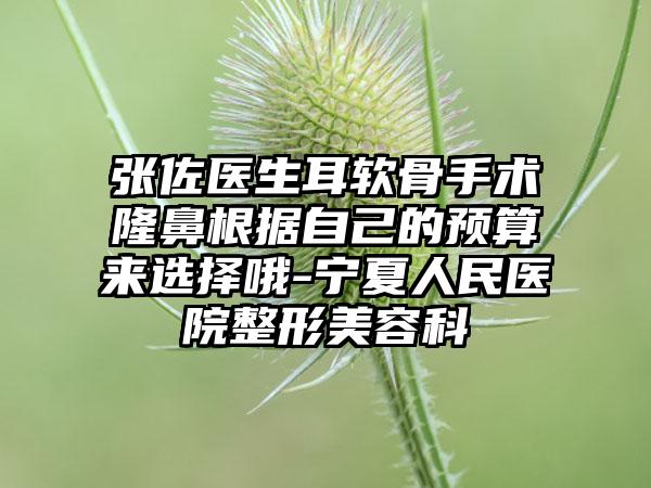 张佐医生耳软骨手术隆鼻根据自己的预算来选择哦-宁夏人民医院整形美容科