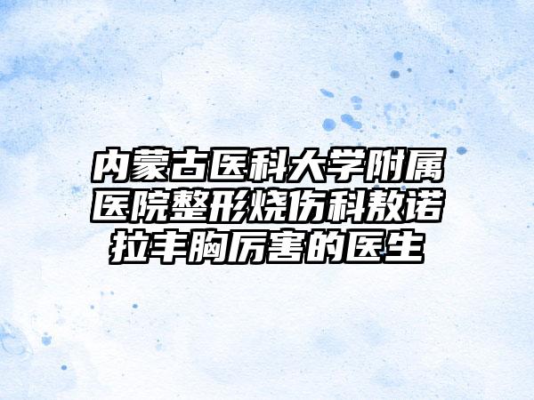 内蒙古医科大学附属医院整形烧伤科敖诺拉丰胸厉害的医生