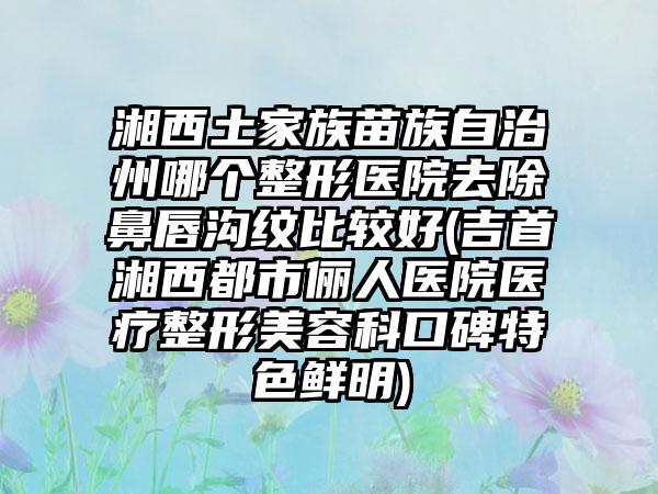 湘西土家族苗族自治州哪个整形医院去除鼻唇沟纹比较好(吉首湘西都市俪人医院医疗整形美容科口碑特色鲜明)