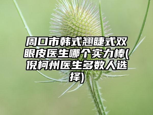 周口市韩式翘睫式双眼皮医生哪个实力棒(倪柯州医生多数人选择)
