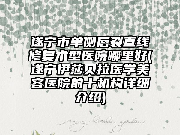 遂宁市单侧唇裂直线修复术型医院哪里好(遂宁伊莎贝拉医学美容医院前十机构详细介绍)