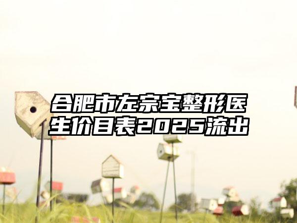 合肥市左宗宝整形医生价目表2025流出